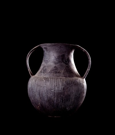 Etruskische Zivilisation: Schwarze Bucchero-Amphore aus Veio, Nekropole von Monte Michele, Italien - 7. Jahrhundert v. Chr. von Etruscan