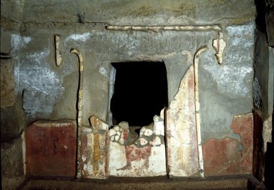 Etruskische Zivilisation: Eingang des François-Grabes in der Nekropole von Ponte Rotto, 4. Jahrhundert v. Chr. Vulci, Italien von Etruscan