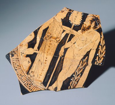 Kylix von dem Villia-Giulia-Maler, Fragment. Rotfigurige Keramik. Etruskische Zivilisation, 4. Jahrhundert v. Chr. von Etruscan