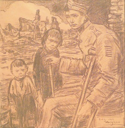 Verstümmelter Soldat mit Kindern von Eugeen van Mieghem