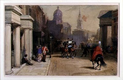 Trafalgar Square von Pall Mall, ca. 1848-52 von Eugene Louis Lami