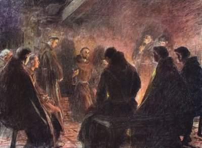 St. Franziskus und die Brüder sprechen über Gott von Eugene (after) Burnand