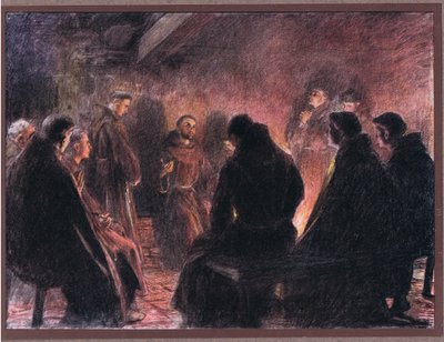 St. Franziskus und die Brüder sprechen über Gott von Eugene Burnand