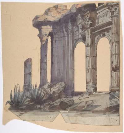 Entwurf für ein Bühnenbild an der Opéra, Paris: Säulenaussenansicht von Eugene Ciceri