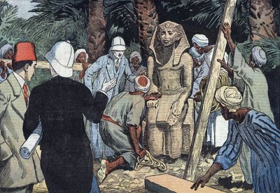 Entdeckung der Statue von Sesostris III im Jahr 1862 von Eugene Damblans