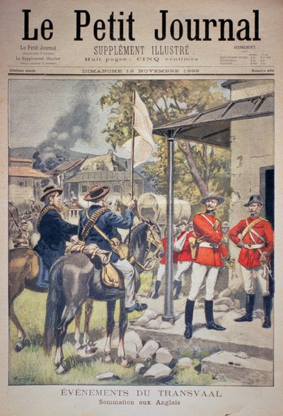 Ereignisse im Transvaal: Aufforderung an die Engländer, Titelseite von Le Petit Journal, 12. November 1899 von Eugene Damblans