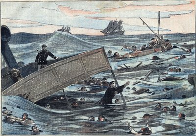 Untergang des Schiffes „Burgundy“, versenkt von einem englischen Segelboot von Eugene Damblans