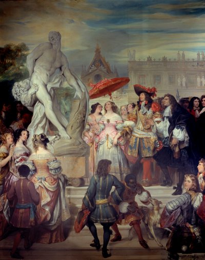 Pierre Puget präsentiert seine Statue Milon von Kroton Ludwig XIV. in den Gärten des Schlosses von Versailles von Eugene Deveria