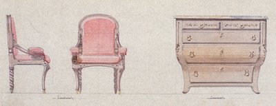 Sessel und Kommode für den Goldenen Raum von Eugene Emmanuel Viollet le Duc
