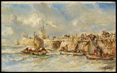 Landungssteg am Pier von Eugene Isabey