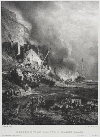 Ein Boot bei Ebbe ausbessern von Eugene Isabey