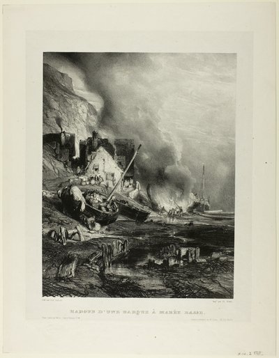 Reparatur eines Schiffes bei Ebbe, Platte vier aus Sechs Marines von Eugene Isabey