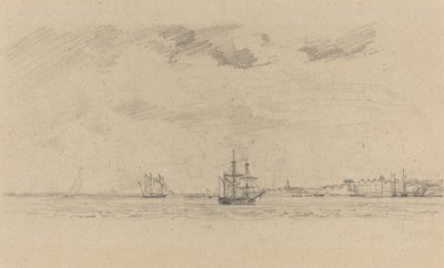 Küstenlandschaft mit Schiffen, ca. 1858 von Eugene Louis Boudin