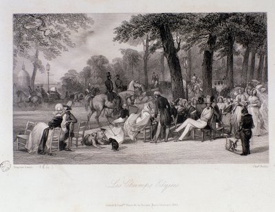 Passagiere und Spaziergänger auf den Champs Elysees in Paris von Eugene Louis Lami