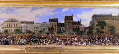 Das Attentat von Giuseppe Fieschi (korsischer Verschwörer) am 28.07.1835 gegen Louis-Philippe I (1773-1850), König der Franzosen, Boulevard du Temple in Paris (Detail) von Eugene Louis Lami