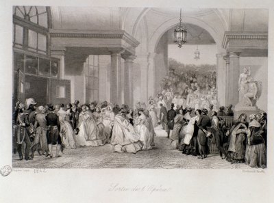 Das Publikum bei der Premiere der Oper in Paris. Gravur von Eugène Louis Lami (1800-1890) 1842. Private Sammlung von Eugene Louis Lami