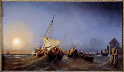 Die Rückkehr der Fischer bei Sonnenuntergang von Eugene Modeste Edmond Lepoittevin