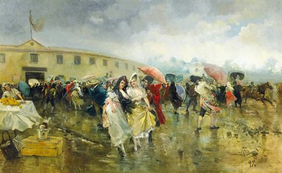 Vor der Stierkampfarena, Madrid, 1897 von Eugenio Lucas Villamil