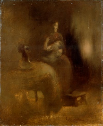 Frau mit einem Baby auf dem Schoß von Eugène Carrière
