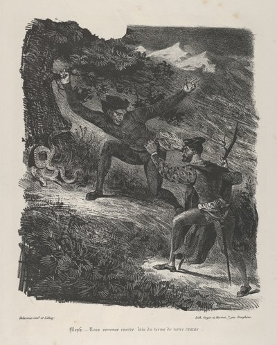 Faust und Mephistopheles im Harzgebirge Goethe, Faust, 1825-27 von Eugène Delacroix