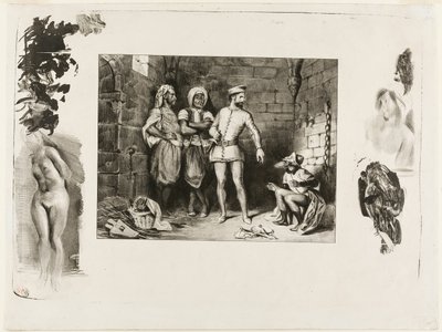 Fronte-boeuf und der Jude, aus Ivanhoe von Eugène Delacroix