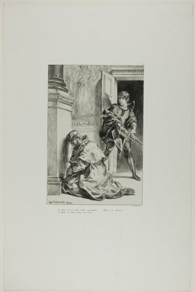 Hamlet versucht, den König zu töten, Platte 8 aus Hamlet von Eugène Delacroix
