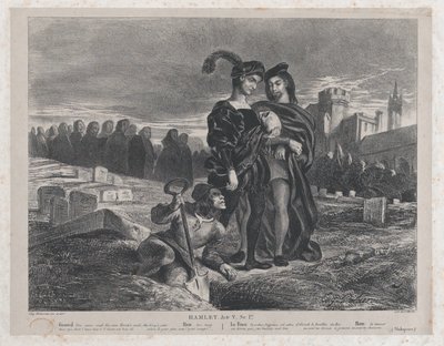 Hamlet betrachtet Yoricks Schädel von Eugène Delacroix