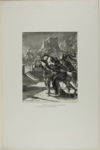 Hamlet verfolgt den Geist seines Vaters, Platte 2 aus Hamlet von Eugène Delacroix