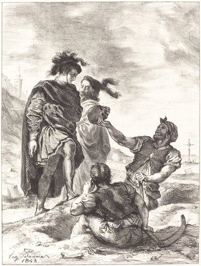 Hamlet und Horatio vor den Totengräbern, Akt V, Szene I von Eugène Delacroix