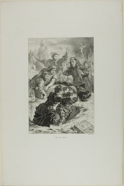 Hamlet und Laertes im Grab von Ophelia, Tafel 15 aus Hamlet von Eugène Delacroix