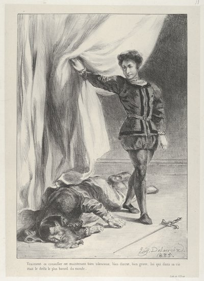 Hamlet und die Leiche von Polonius, 1835 von Eugène Delacroix
