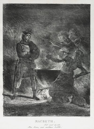 Macbeth konsultiert die Hexen von Eugène Delacroix