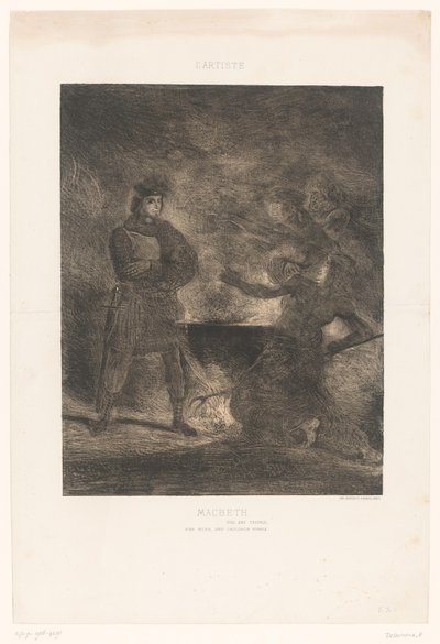 Macbeth konsultiert die drei Hexen von Eugène Delacroix