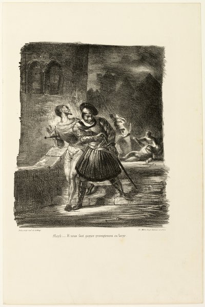 Mephistopheles und Faust fliehen nach dem Duell, aus Faust von Eugène Delacroix