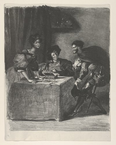 Mephistopheles stellt sich Martha vor Goethe, Faust von Eugène Delacroix