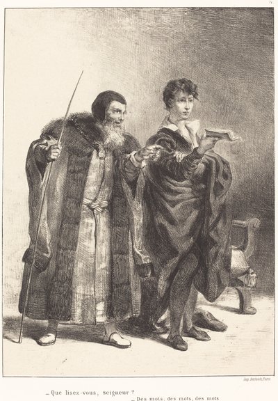 Polonius und Hamlet Akt II, Szene II, 1834-1843 von Eugène Delacroix