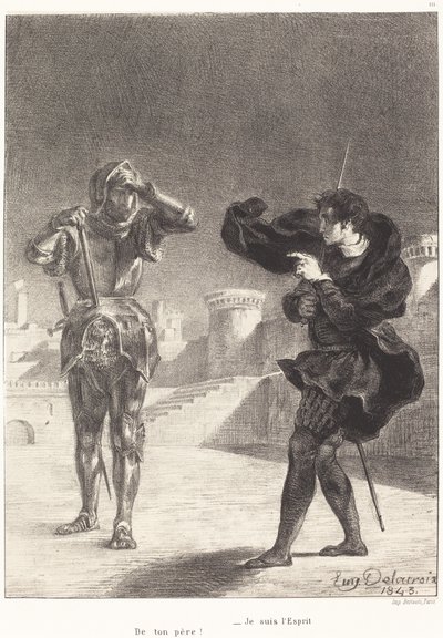 Der Geist auf der Terrasse (Akt I, Szene V) von Eugène Delacroix