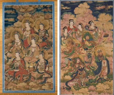 Die Bodhisattvas der zehn Stufen zur vollkommensten Erkenntnis; Die acht Gastgeber von Deva, Naga und Yakshi von Eugène Fromentin