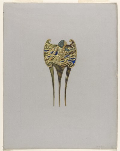 Entwurf für einen Nymphen-Kamm von Eugene Grasset