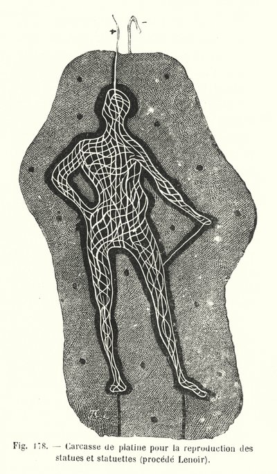 Platinrahmen für die Reproduktion von Statuen und Statuetten, Verfahren Lenoir von European School