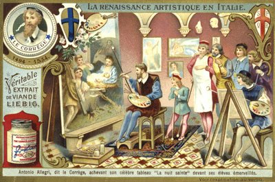 Correggio vollendet sein Gemälde der Geburt Christi vor seinen erstaunten Schülern von European School