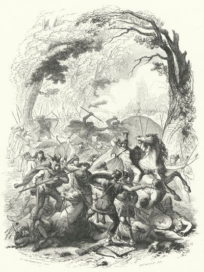 Niederlage der römischen Armee unter Sabinus und Cotta durch die Gallier, 54 v. Chr. (Stich) von European School