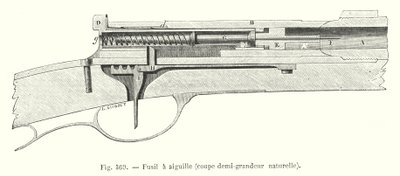 Nadelgewehr, halbnatürliche Größe (Stich) von European School