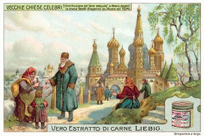 Ostergeldvergabe vor der Basilius-Kathedrale, Moskau von European School
