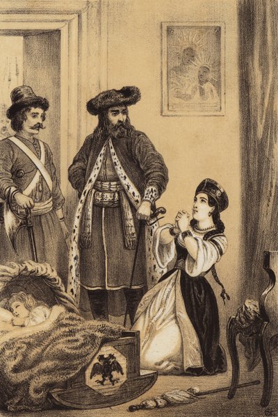 Wachen warten darauf, dass der Säuglingszar Iwan VI. von Russland aufwacht von European School