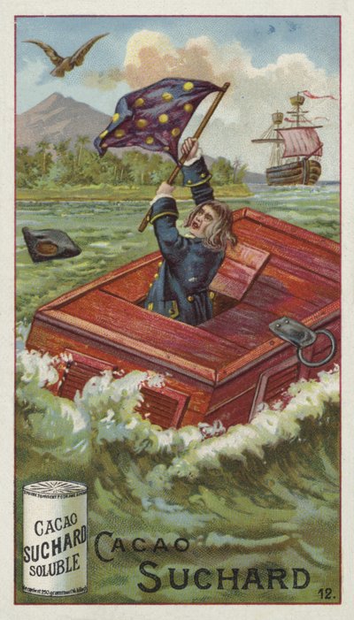 Gulliver in seiner Reisekiste, die von einem Adler ins Meer geworfen wird von European School