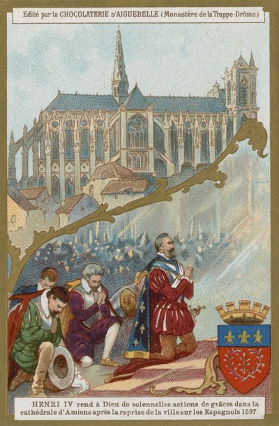 Heinrich IV. von Frankreich betet in der Kathedrale von Amiens nach der Rückeroberung der Stadt von den Spaniern, 1597 von European School