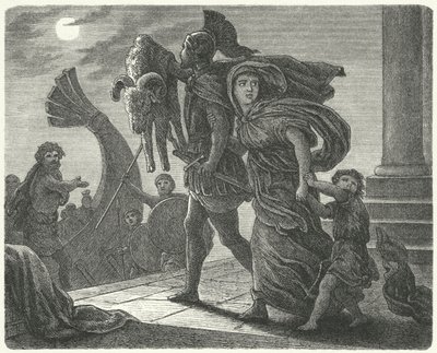 Jason flieht mit Medea und dem Goldenen Vlies auf der Argo aus Kolchis von European School