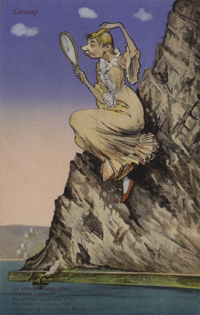 Lorelei, bewundert sich im Spiegel von European School