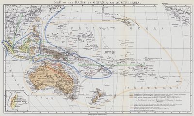 Karte der Rassen von Ozeanien und Australasien von European School